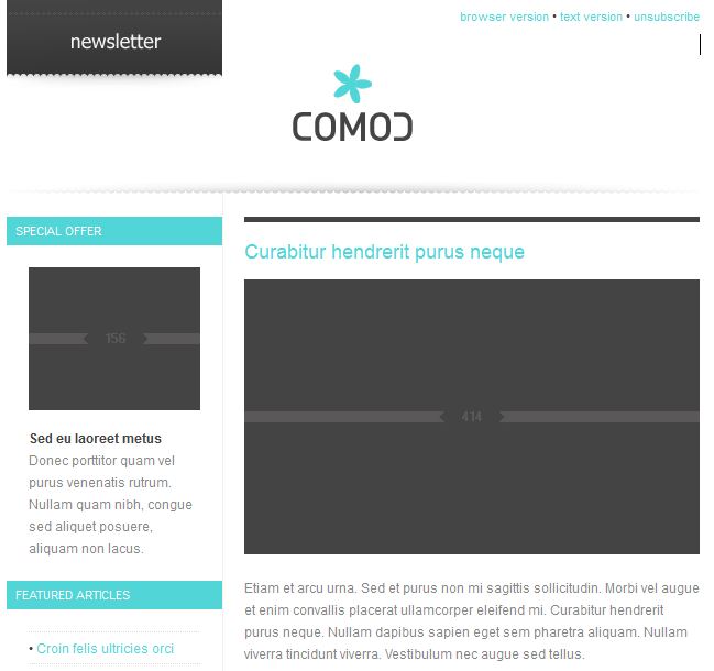 comod newsletter design
