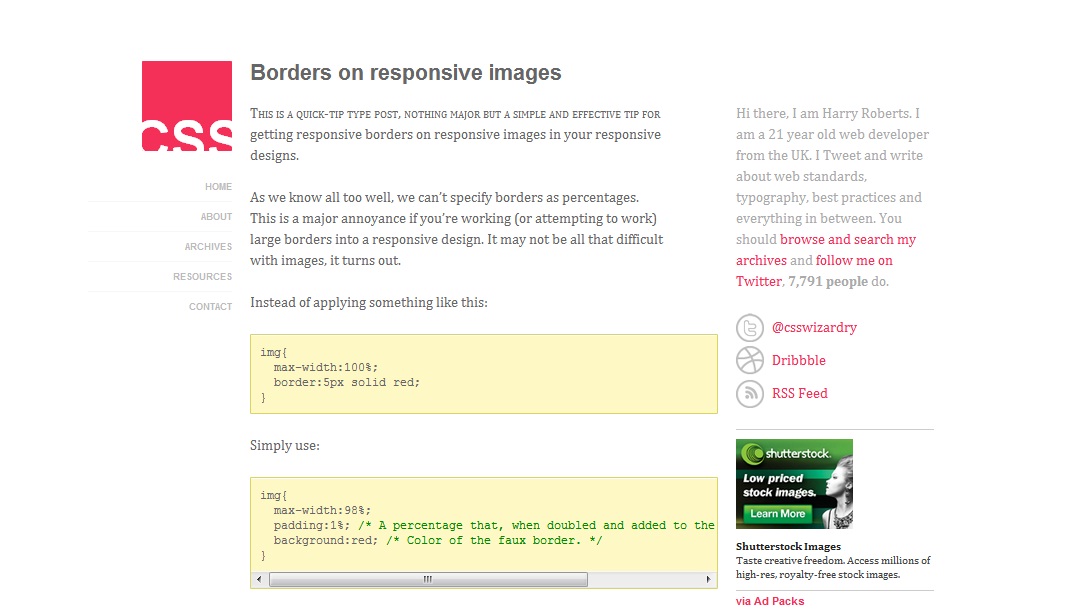 Borders on responsive images
