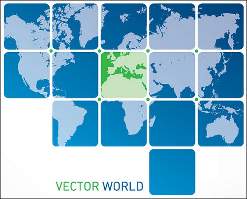 vector world map in boxes
