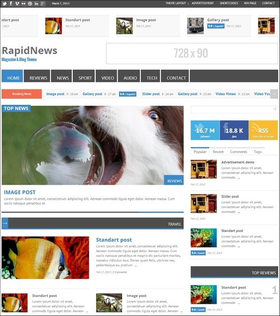 RapidNews is a feature-rich WordPress magazine theme