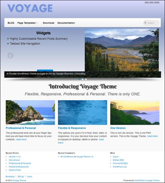 Voyage Theme is a flexible and responsive theme that combines a modified version of 960.gs Grid System and Twitter Bootstrap framework