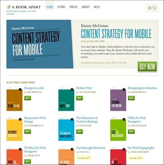 A Book Apart is an e-commerce book site
