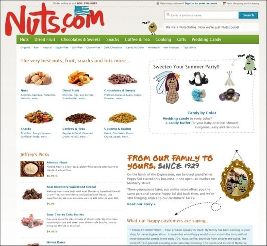 Nuts has cute deisng with nut drawings on the site