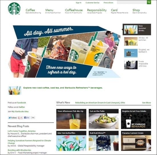 Starbucks is a responsive e-commerce site