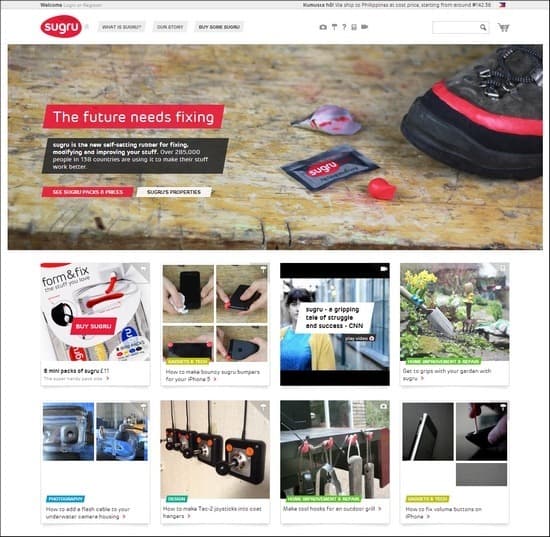 Sugru is a responsive e-comemrce site using grids to showcase products