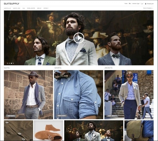 Suit Supply is a grid-based responsive e-commerce site