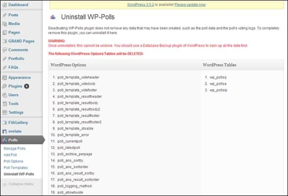 uninstall-wp-polls