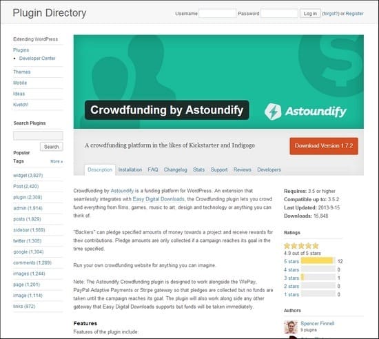 Crowdfunding by Astoundify is a funding platform for WordPress.