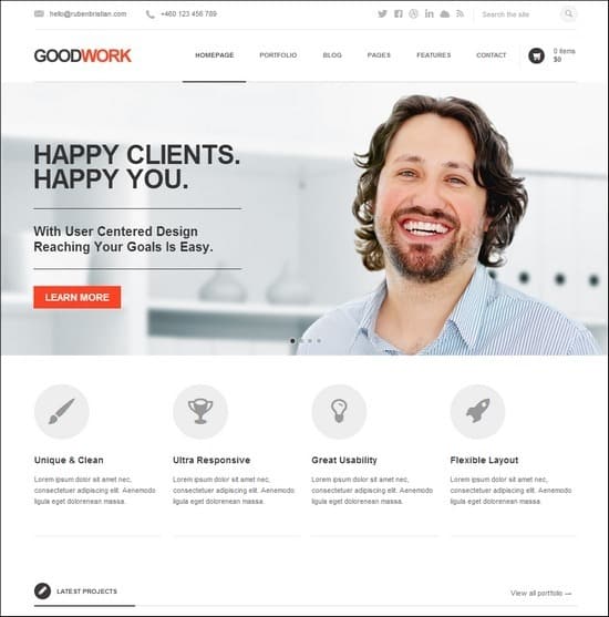 GoodWork is the absolutely ultimate theme for business! It is an elegant & modern solution packed up with an incredibly great amount of high quality features.