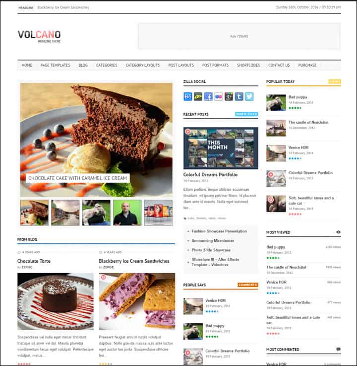 volcano theme for magazine style websites