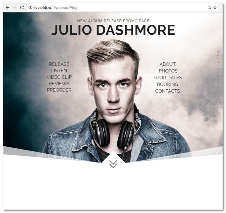 Promus - Music Album Release / DJ / Band / Musician Onepage Muse Template